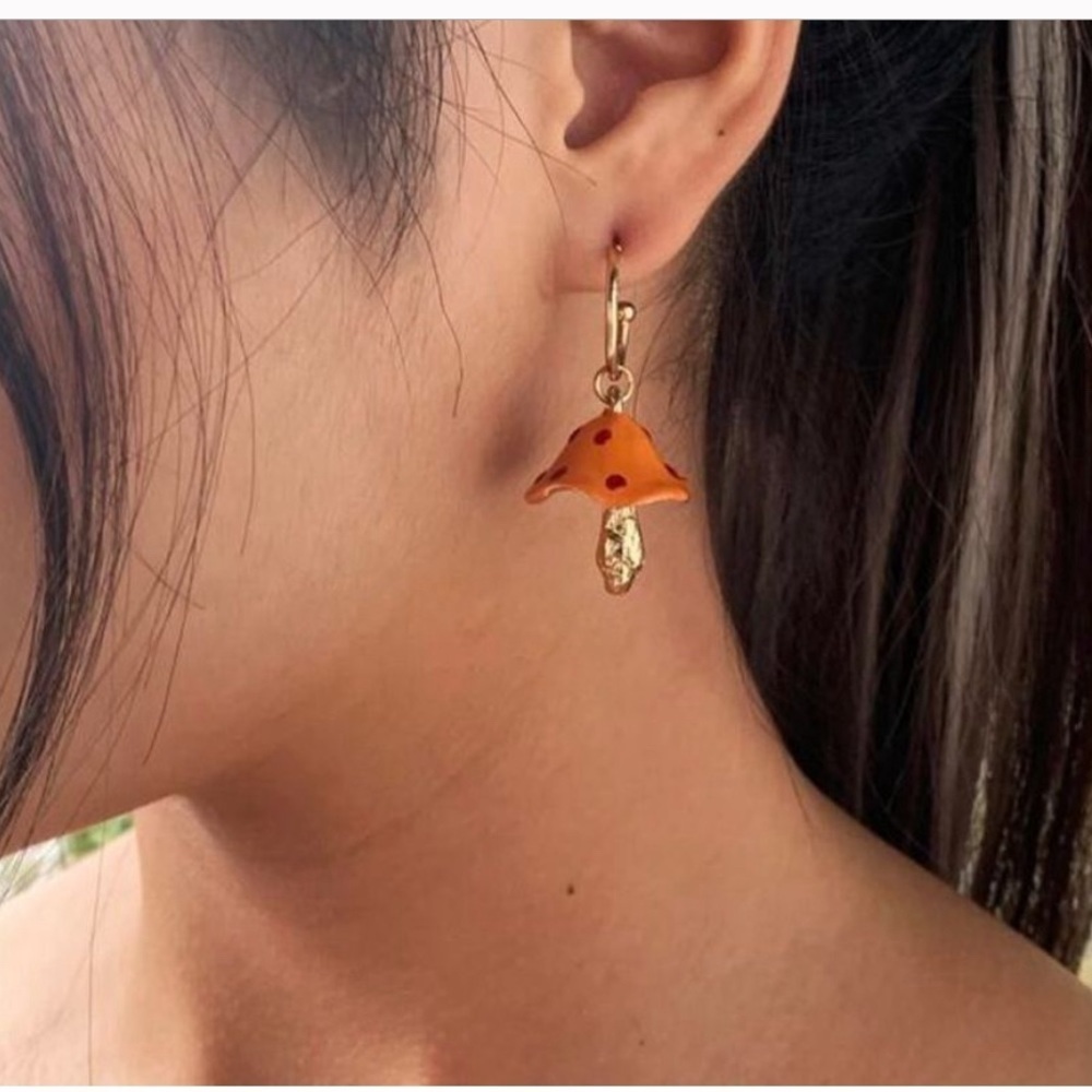 Orange Mushroom Earrings